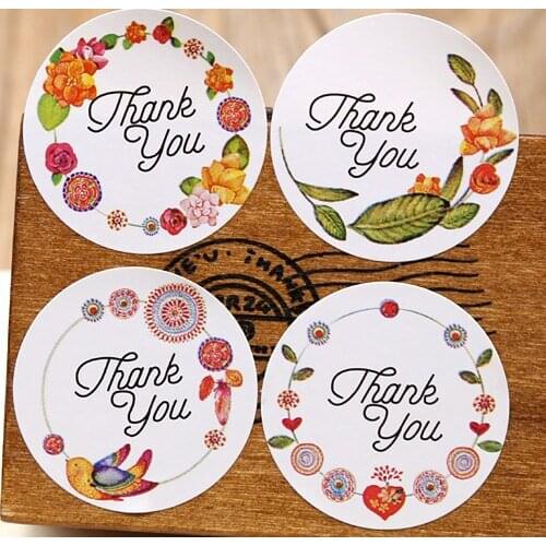 120pcs/lot Dia 3.5cm Natural Flower Stickers Thank You Gift Seal Paper Sticker Decoration Stationery Wedding Supplies (ss-1632)
