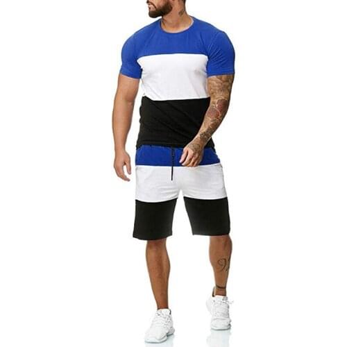 New Men streetwear Summer Short sleeve T Shirts+Short Pants 2 Piece Sets Outfit Tracksuit Mens Clothing Sportswear Suits Hombre