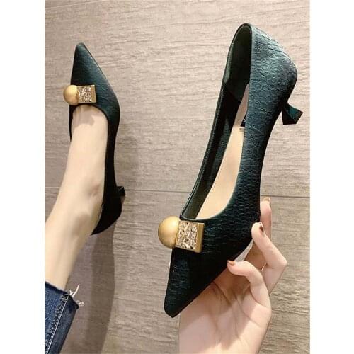 2021 spring and autumn new all-match stiletto high-heeled womens shoes small fragrant style pointed shallow mouth high heels