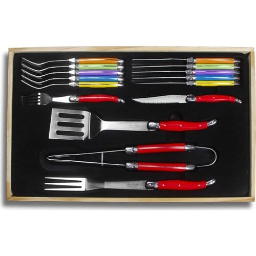 BBQ Stainless steel Steak Knife Meat Fork Shovel TablewareGrill Tools Wood Box Dinnerware Set Cutlery Picnic Christmas Gift