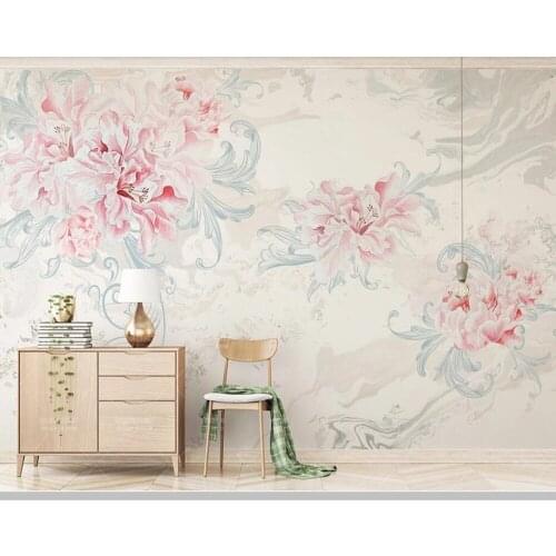 Papel de parede Fresh watercolor peony flower 3d wallpaper mural,living room tv wall bedroom kitchen wall papers home decor