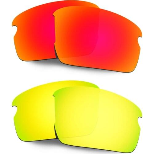 HKUCO Polarized Replacement Lenses For Flak 2.0 Asian Fit OO9271 Sunglasses Red/Gold 2 Pairs