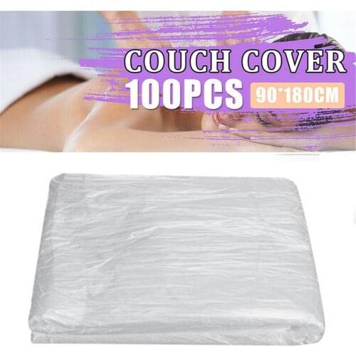 100Pcs Transparent Disposable Film Couch Cover Bedspread SPA Massage Treatment Table Sheets Beauty Bed Waterproof Film Cover