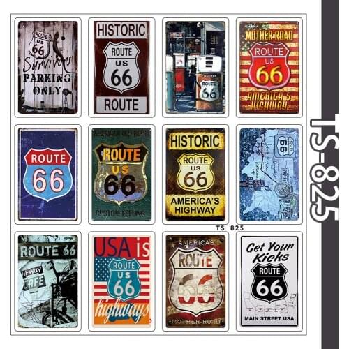 Route 66 Retro Stickers Funny Decal Waterproof Skateboard Luggage Guitar Laptop Suitcase Cartoon Graffiti Sticker Kids Toy