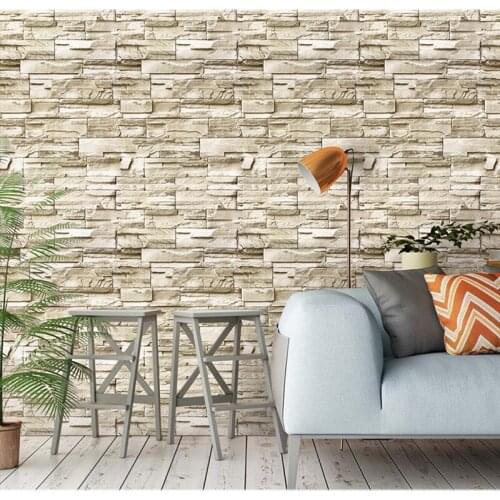 3D Wallpapers Sticker Pvc Self Adhesive Vinyl Rock Stone Wall Sticker Brownish yellow Brick For Living Room Bedroom Walls Decor