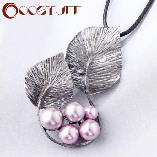 Vintage Choker Long Necklace for Women Plant Jewelry Leaf Pendants Beads Black Rope Chain Jewellery Suspension Hotsale 2021 New