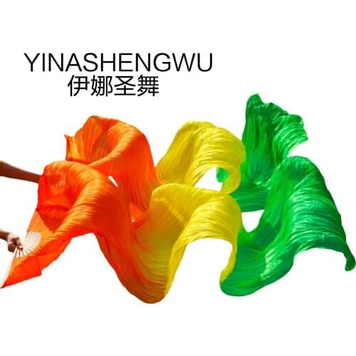 Stage Performance 100% Silk Belly Dance Fans Gradient Colour Dance Accessories Belly Dancing Silk Fans