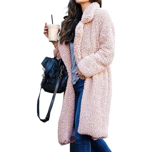 Womens winter long coat woolen outer warm coat turn down collar thick cardigan fashion oversize clothes autumn winter ladies