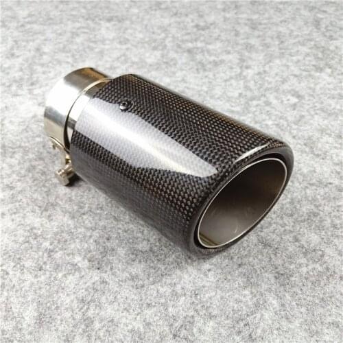 1 PCS Car-styling Single Glossy Carbon Exhaust Muffler Tip For Akrapovic Universal Silver Stainless Steel Exhaust End Pipe
