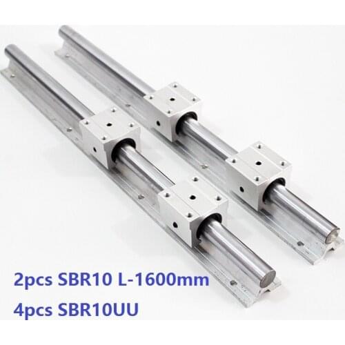 2pcs SBR10 L-1600mm support rail linear guide + 4pcs SBR10UU linear bearing blocks for CNC router parts