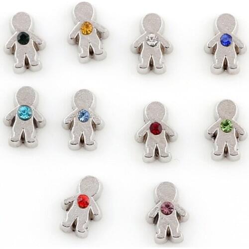 20Pcs/lot Rhinestone Boys Floating Charms Hand-made DIY for Glass Lockets