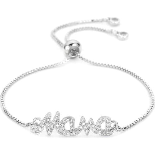 2018 Fashion Mama Charm Bracelet For Women Bracelet & Bangle Adjustable Pulseras Mujer Micro Pave CZ Jewelry Gift MBR180085