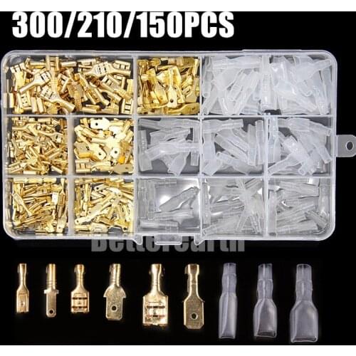 300/210/150pcs 2.8/4.8/6.3mm Crimp Terminals Insulated Seal Electrical Wire Connectors Crimp Terminal Connector Assortment Kit