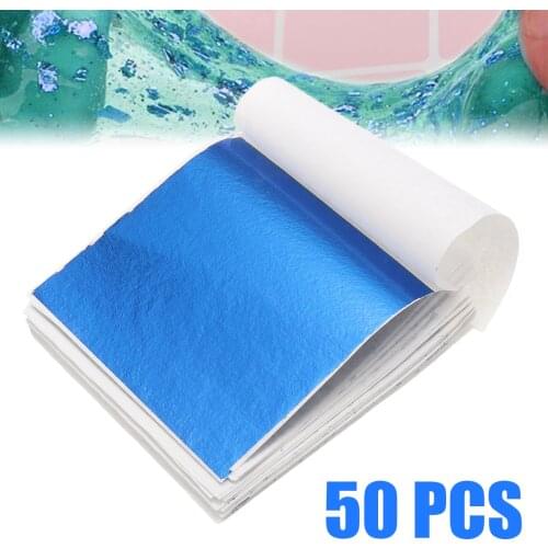 50 Sheets Blue Gold Leaf Sheet Metal Foil Paper For DIY Gilding Funiture Lines Wall Crafts Handicrafts Gilding Decoration
