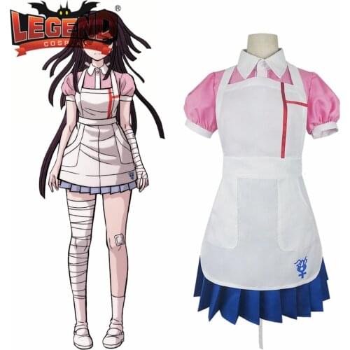 Anime Danganronpa Cosplay Costume Mikan Tsumiki Cosplay Costume Women Uniform Maid Outfit Apron Dress bandage