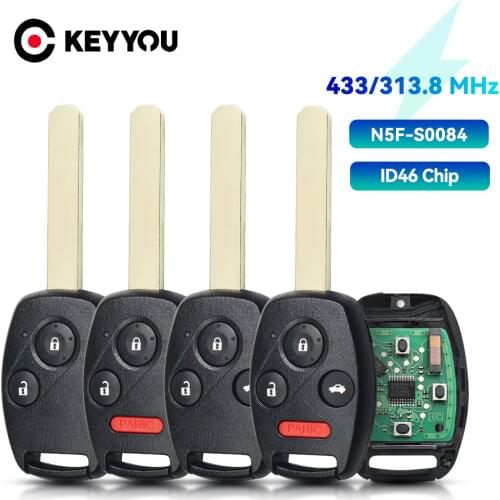 KEYYOU Remote Car Key New For Honda Accord Civic EX Si 2006 2007 2008 2009 2010 2011 2003 2004 Car Key N5F-S0084A 313.8MHz ID46