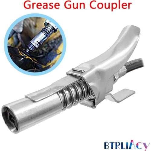Auto Replacement Parts Quick Release Grease Gun Coupler onto Zerk Fittings 10,000 PSI 1/8" NPT Self-Locking Press Easy to Push