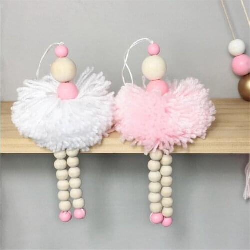 Ballet Dancer Hanging Decoration Girl Adornment Wooden Beads Toy For Wall Shelf Baby Kids Room Nursery Ornament Photography Prop