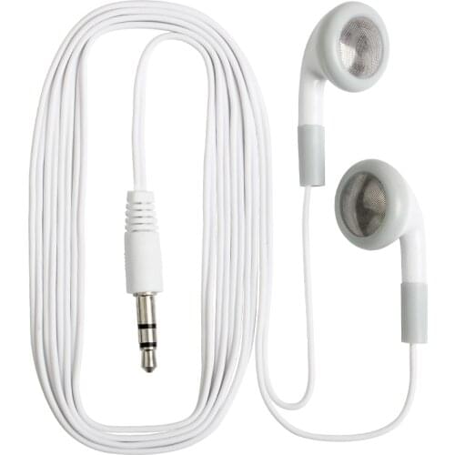 White Cheapest Disposable Promotion Gift 3.5mm Wired Earphone for Party Museum Bus or Train or Plane