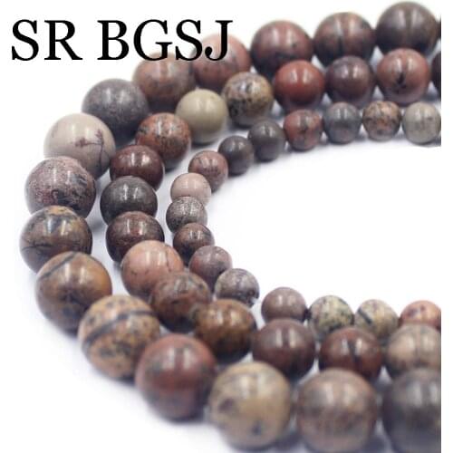 Free Shipping 6 8 10mm Round Natural Gems Stone Fossil Jaspers Loose Spacer Craft Beads 15inch