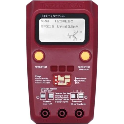 BSIDE ESR02PRO Digital Transistor Tester Capacitance Inductance Resistance LCR Meter Multimeter SMD Components ESR Measurement