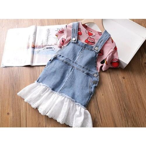 Kids Sundress Spring Summer Girls Jeans Suspender dress Overalls Baby Straps Denim Bib Toddler Clothing Bebe Clothes9M-7T#0140