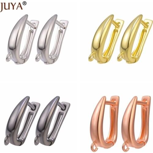 Juya High Quality Brass Metal Earring Hooks Clasps New Design Ear Wire For DIY Jewelry Earrings Findings Accessories