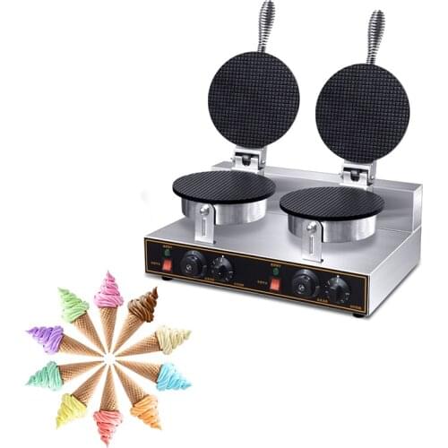 Commercial Electric Ice Cream Cone Maker Waffle Machine Double Head Crispy Egg Roll Bakeware Baking Tool
