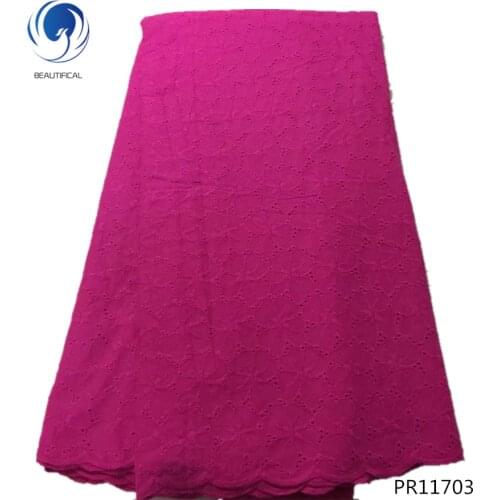 BEAUTIFICAL african dry cotton swiss lace fabric 2019 5 yards cotton voile fabric lace for dress PR117