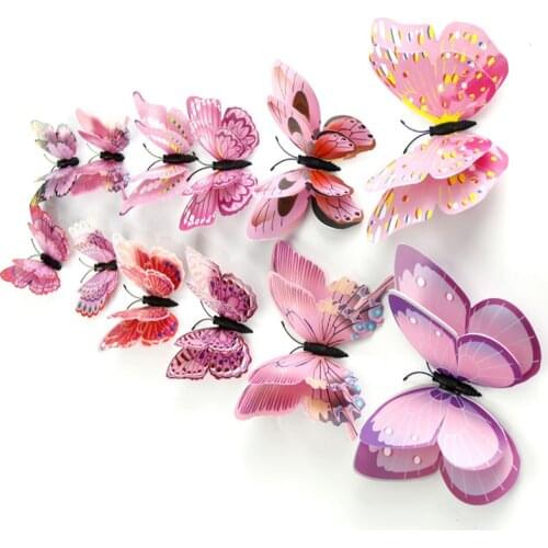 12pcs Butterflies Wall Sticker Decals Stickers on the wall Refrigerator Magnet Home Decorations 3D Butterfly PVC Wallpapers
