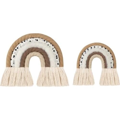 Dot Rainbow Wall Hanging Ornament Handmade Weaving Macrame Nordic Home Decoration for Nursery Kids Room