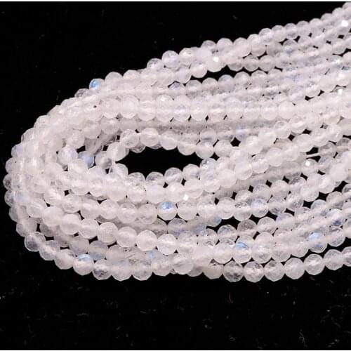 Natural moonstone blue shine faceted round beads 3mm without treatment gemstone For Jewelry Making DIY women Bracelet necklace