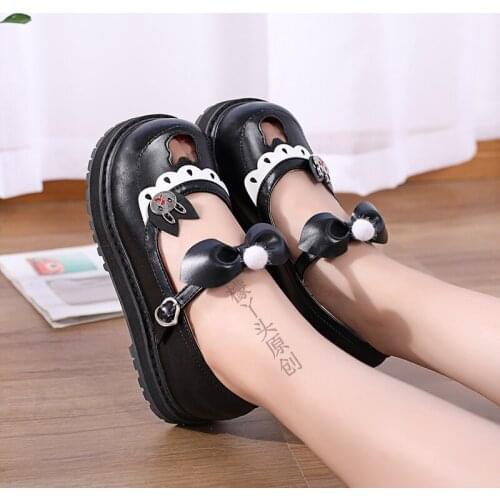 2019 New Cartoon Vintage Lolita Shoes Lolita Heavy-Bottomed Round Head Cosplay japanese Sweet Lolita Shoes