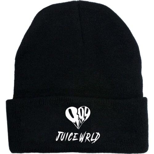 New Juice Wrld Hooded Hat Women Winter Hat Knitted Hat Wild Wool Hat Hat Cute Autumn and Winter Female Unisex Adult Flowers