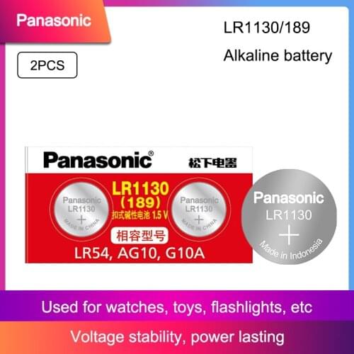 2PCS/lot PANASONIC Original LR1130 189 1.5V Alkaline Batteries AG10 LR54 SR1130W Button Cell Battery 0%Hg for Remote control