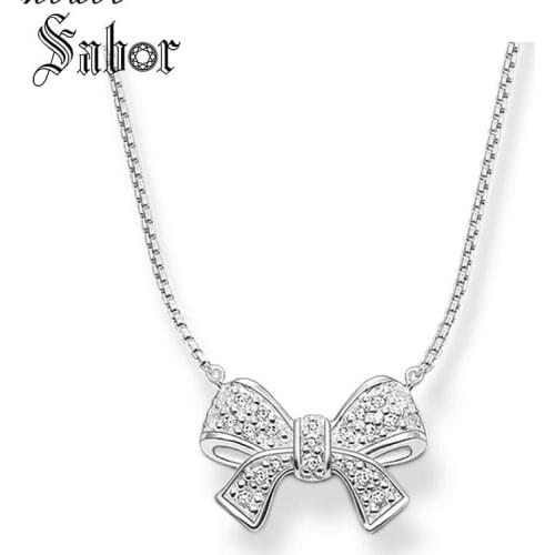 Necklace Bow Knot Gift For Women, Female Jewelry silver color Fashion Jewelry Wholesale thomas