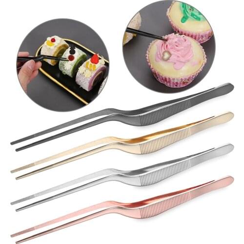4Colors Stainless Steel Tweezer Plating Chef Food Tweezer BBQ Clip Barbecue Tongs Serving Presentation Kitchen Tool