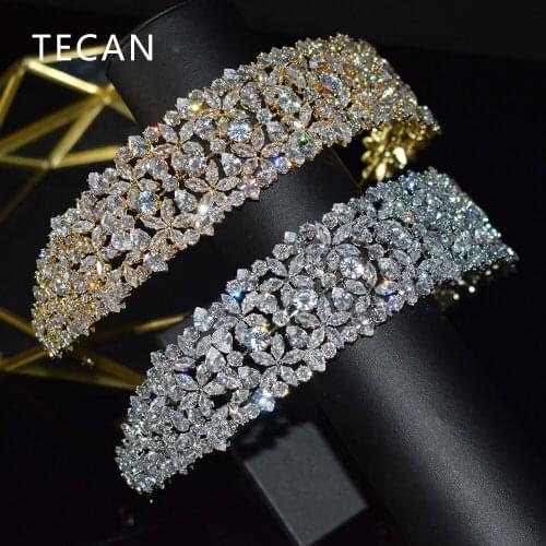 Luxury Baroque AAA CZ Crown Bridal Tiara Wedding Gold silver Headband Womens Wedding Crown Dinner Party Hair Accessories Gift