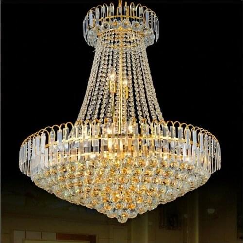 LED 110-220V pendant light Modern European Round Golden Crystal Sitting Room Dining-room Lamp Droplight Stairs pendant lamp