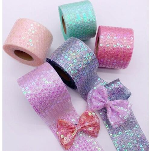 1 Roll Glitter Sequin Tulle Hair Ornament Netting Tulle 6cm by 10 Yard for Wedding Party Decoration Tutu Skirts Sewing