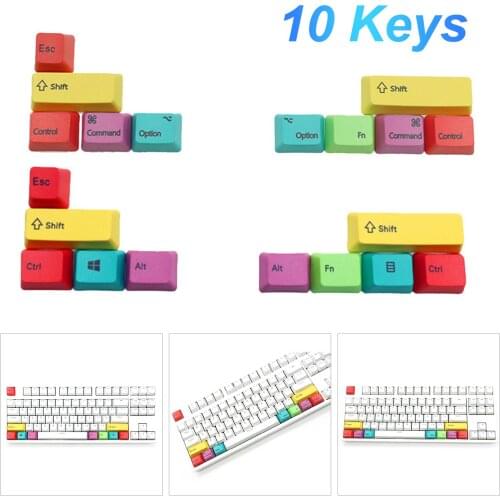 10Pcs/Set Universal Mechanical Keyboard New OEM Profile PBT RGBY Modifiers 10pcs Keys Front /Side Print Keycaps