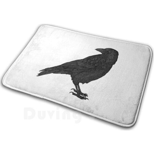 Raven Carpet Mat Rug Cushion Soft Crow Poe Gothic The Raven Blackbird Edgar Allan Poe Jackdaw Magpie Nevermore Raven