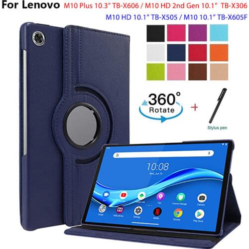 360 Degree Rotating Cover For Lenovo Tab M10 Plus TB-X606 10.3" For Lenovo Tab M10 10.1" Cover Case with automatic sleep wake-up
