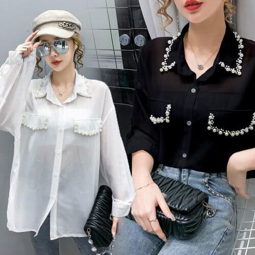 Femme Spring Autumn Women Shirts Temperament Korean Style Blouses Long Sleeve Polo-Neck Loose Blusas Fashion Tops MM0604