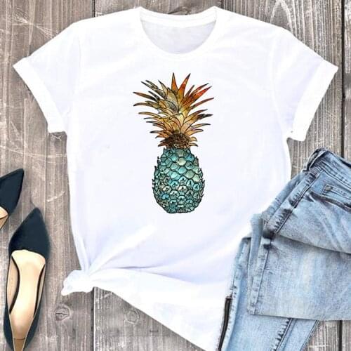 Women Clothes Pineapple 90s Clothing Trend New Cartoon Fashion Short Sleeve Summer Print Tshirt Female Tee Top Graphic T-shirt