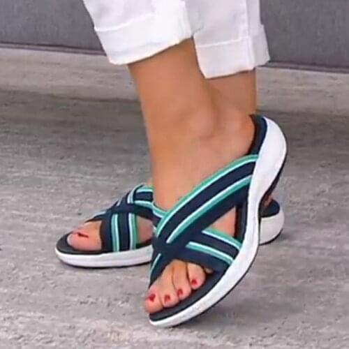 Summer Sandals Women Slippers Open Toe Mixed Color Wedges Female Sandals Outdoor Beach Shoes Comfy Footwear Ladies Slides