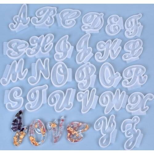 1Pcs 3D Uppercase Alphabet UV Epoxy Resin Mold Key Ring Pendants DIY Jewelry Making Handmade Crafts Silicone Mold Accessories