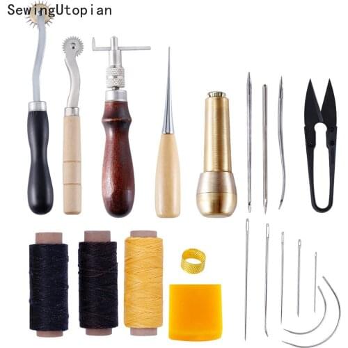 12PCS New Combination Leather Craft Sewing Punch Tool Kit Set Cutter Carving Working Stitching Leather Craft Tool Sets