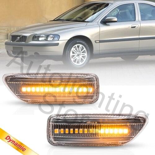 2PCS LED Dynamic Amber Sequential Turn Signal Lights Side Marker Lamps For Volvo XC90 XC70 S80 MK1 S60 Pre-Facelift 2003 2005