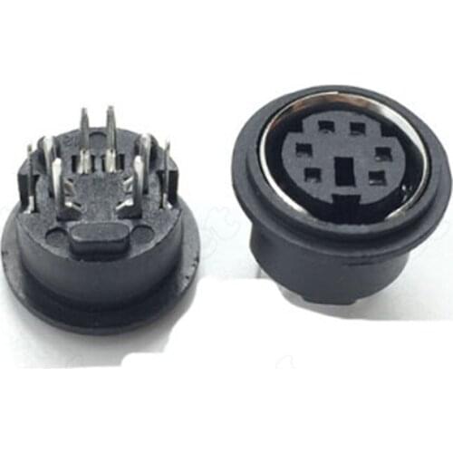 20pcs-500pcs Mini ps2-6P 6Pins Socket DIN S Terminal Connector PCB 180Degree Vertical Circular Type